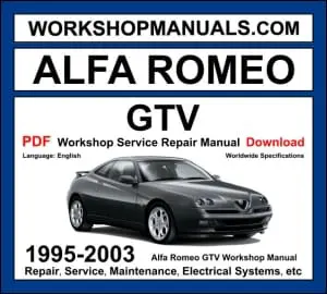 Alfa Romeo GTV 1995-2003 sports coupe workshop manual with Twin Spark engine repair procedures and wiring diagrams PDF