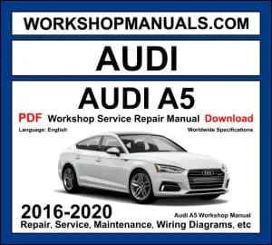 Audi A5 2016-2020 F5 workshop manual covering 2.0L TFSI 2.9L TFSI RS5 petrol and 2.0L TDI 3.0L TDI diesel engines with service repair procedures and wiring diagrams PDF download