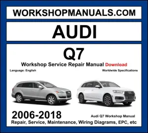 Audi Q7 2006-2018 workshop manual covering 3.0L TFSI supercharged V6 4.2L FSI V8 petrol and 3.0L TDI 4.2L TDI diesel engines with service repair procedures and wiring diagrams