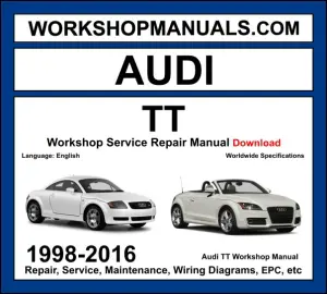 Audi TT Mk1 Mk2 Mk3 1998-2016 workshop manual covering 1.8T 2.0L TFSI 3.2L VR6 and 2.5L TFSI RS five-cylinder engines with service repair procedures and wiring diagrams