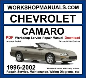 Chevrolet Camaro 1996-2002 workshop manual covering 3.8L V6 and 5.7L LS1 V8 engines with repair procedures and wiring diagrams PDF download