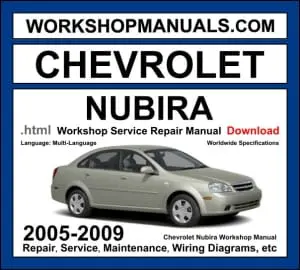 Chevrolet Nubira 2005-2009 workshop manual covering 1.6L 1.8L and 2.0L DOHC engines with service repair procedures and wiring diagrams PDF download