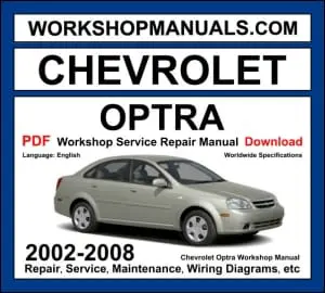 Chevrolet Optra 2002-2008 workshop manual covering 1.6L and 1.8L DOHC Ecotec engines with repair procedures and wiring diagrams PDF download