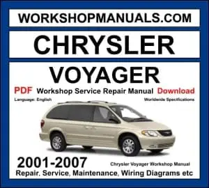 Chrysler Voyager 2001-2007 workshop manual covering 2.4L petrol 2.8L CRD diesel 3.3L and 3.8L V6 engines with service repair procedures and wiring diagrams