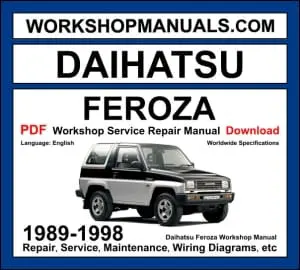 Daihatsu Feroza 1989-1998 workshop manual covering 1.6L HD-E petrol engine with service repair procedures and wiring diagrams