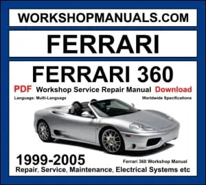 Ferrari 360 Modena Spider 1999-2005 workshop manual covering 3.6L Tipo F131 V8 engine with service repair procedures and wiring diagrams PDF download