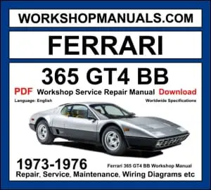 Ferrari 365 GT4 BB Workshop Repair and Service Manual Download 1973-1976 PDF cover