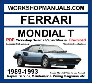 Ferrari Mondial T workshop manual 1989-1993 with 3.4L V8 engine repair and wiring diagrams PDF