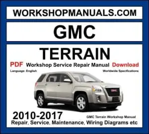 GMC Terrain 2010-2017 workshop manual covering 2.4L LEA Ecotec and 3.0L LFW V6 petrol engines with service repair procedures and wiring diagrams PDF download