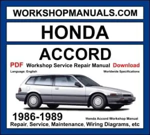 Honda Accord workshop manual 1986-1989 with 2.0L third generation repair and wiring diagrams PDF