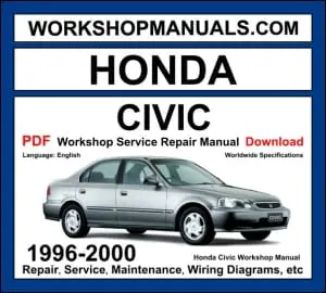 Honda Civic 1996-2000 sixth generation EK workshop manual covering 1.4L D14 1.5L D15 1.6L D16Y B16A VTEC and 1.8L B18C Type R engines with service repair procedures and wiring diagrams PDF download