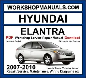 Hyundai Elantra 2007-2010 Workshop Repair and Service Manual Download PDF cover