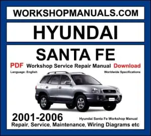Hyundai Santa Fe SM 2001-2006 workshop manual covering 2.0L CRDi diesel, 2.4L Sirius, and 2.7L Delta V6 engines with repair procedures and wiring diagrams PDF download