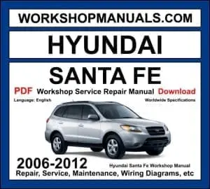 Hyundai Santa Fe CM 2006-2012 workshop manual covering 2.2L CRDi turbo diesel, 2.4L Theta II, and 2.7L Delta V6 engines with repair procedures and wiring diagrams PDF download