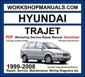Hyundai Trajet 1999-2008 workshop manual covering 2.0L 2.7L V6 petrol and 2.0L CRDi diesel engines with service repair procedures and wiring diagrams