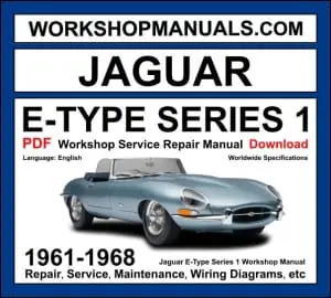 Jaguar E-Type Series 1 1961-1968 workshop manual covering 3.8L and 4.2L XK inline-six petrol engines with service repair procedures and wiring diagrams