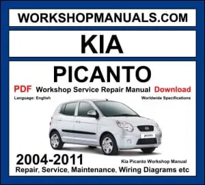 Kia Picanto 2004-2011 workshop manual covering 1.0L and 1.1L petrol engines with service repair procedures and wiring diagrams