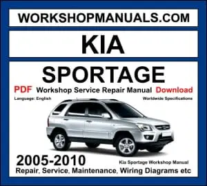Kia Sportage 2005-2010 workshop manual covering 2.0L 2.7L V6 petrol and 2.0L CRDi diesel engines with service repair procedures and wiring diagrams