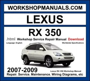 Lexus RX 350 XU30 2007-2009 workshop manual covering 3.5L 2GR-FE V6 engine with repair procedures and wiring diagrams PDF download