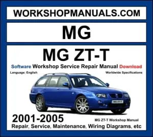 MG ZT-T estate 2001-2005 workshop manual covering 1.8L K-Series turbo, 2.0L KV6, 2.5L KV6, and 2.0L CDTi diesel engines with repair procedures and wiring diagrams PDF download