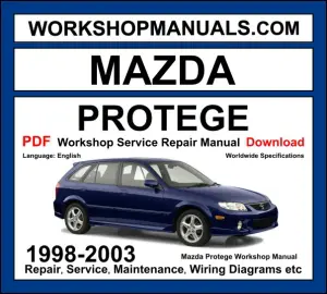 Mazda Protege BJ 1998-2003 workshop manual covering 1.3L 1.5L 1.6L 1.8L and 2.0L petrol engines with service repair procedures and wiring diagrams
