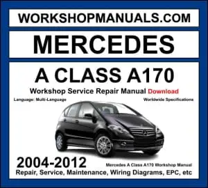 Mercedes A170 W169 2004-2012 workshop manual covering 1.7L M266 four-cylinder petrol engine with service repair procedures and wiring diagrams dealer software download
