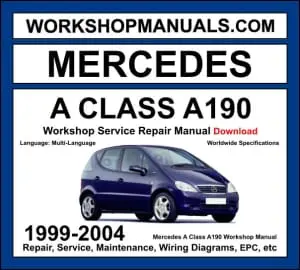 Mercedes A Class A190 W168 1999-2004 workshop manual covering 1.9L M166 four-cylinder engine with service repair procedures and wiring diagrams dealer software download