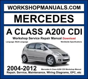 Mercedes A200 CDI W169 2004-2012 workshop manual covering 2.0L OM640 four-cylinder diesel engine with service repair procedures and wiring diagrams dealer software download