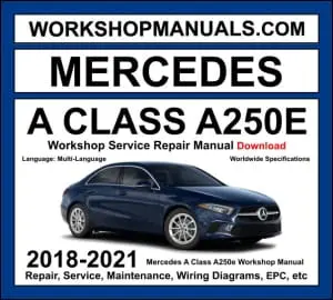 Mercedes A250e W177 2018-2021 workshop manual covering 1.3L M282 turbo plug-in hybrid electric powertrain with service repair procedures and wiring diagrams dealer software download