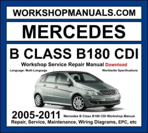 Mercedes B Class B180 CDI W245 2005-2011 workshop manual covering 2.0L OM640 turbo diesel engine with service repair procedures and wiring diagrams dealer software download