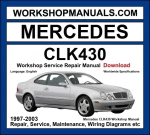 Mercedes CLK430 C208 1997-2003 workshop manual covering 4.3L M113 V8 engine with repair procedures and wiring diagrams dealer software download