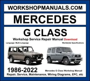 Mercedes G Class W460 W461 W463 1986-2022 workshop manual covering M103 M104 M113 M273 V8 petrol and OM602 OM603 OM642 CDI diesel engines with service repair procedures and wiring diagrams