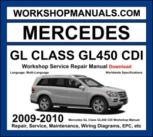 Mercedes GL Class GL450 CDI X164 2009-2010 workshop manual covering 4.0L OM629 V8 turbo diesel engine with service repair procedures and wiring diagrams dealer software download