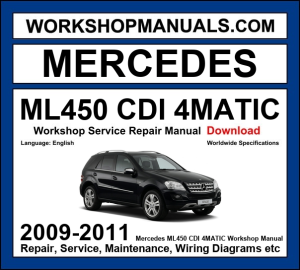 Mercedes-Benz ML450 CDI 4Matic W164 2009-2011 workshop manual covering 4.0L OM629 V8 turbo diesel engine with repair procedures and wiring diagrams dealer software download