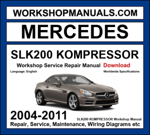 Mercedes SLK200 Kompressor R171 2004-2011 workshop manual covering 1.8L M271 supercharged four-cylinder engine with service repair procedures and wiring diagrams dealer software download