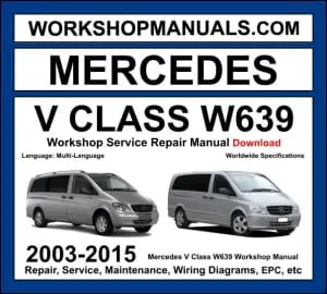Mercedes V Class Viano W639 2003-2015 workshop manual covering 2.1L OM646 CDI 3.0L OM642 V6 CDI diesel and 3.2L M112 3.5L M272 V6 petrol engines with service repair procedures and wiring diagrams dealer software download