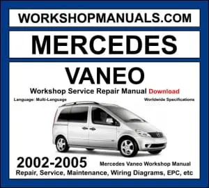 Mercedes Vaneo 2002-2005 workshop manual covering 1.6L 1.9L M166 petrol and 1.7L CDI OM668 diesel engines with service repair procedures and wiring diagrams