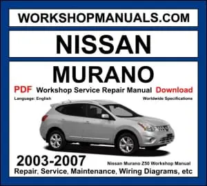 Nissan Murano Z50 2003-2007 workshop manual covering 3.5L VQ35DE V6 engine with CVT transmission service repair procedures and wiring diagrams PDF download