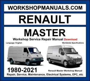 Renault Master 1980-2021 workshop manual covering 2.0L 2.2L petrol and 1.9L dCi 2.2L dCi 2.3L dCi 2.5L dCi 3.0L dCi diesel engines with service repair procedures and wiring diagrams