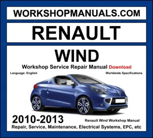Renault Wind 2010-2013 roadster workshop manual covering 1.2L TCe turbo and 1.6L 16v petrol engines with service repair procedures and wiring diagrams