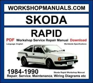 Skoda Rapid 1984-1990 workshop manual covering 1.2L and 1.3L OHV rear-mounted engines with service repair procedures and wiring diagrams PDF download