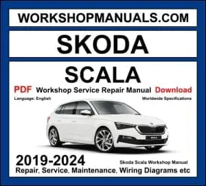 Skoda Scala 2019-2024 workshop manual covering 1.0L TSI and 1.5L TSI EVO turbo engines with repair procedures and wiring diagrams PDF download