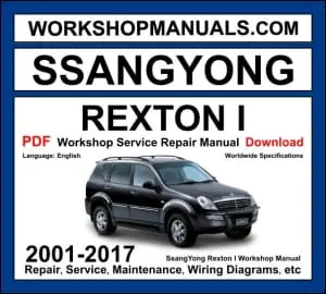 Ssangyong Rexton 1 2001-2017 workshop manual covering 2.7L XDi 2.9L diesel and 3.2L petrol engines with service repair procedures and wiring diagrams