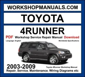Toyota 4Runner Workshop Repair and Service Manual Download 2003-2009 PDF cover