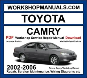 Toyota Camry Workshop Repair and Service Manual Download 2002-2006 PDF cover