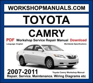 Toyota Camry Workshop Repair and Service Manual 2007-2011 Download PDF cover