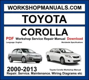 Toyota Corolla Workshop Repair and Service Manual Download 2000-2013 PDF cover