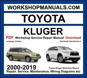 Toyota Kluger Workshop Repair and Service Manual Download 2000-2019 PDF cover