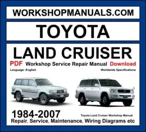 Toyota Land Cruiser Workshop Repair and Service Manual Download 1984-2007 PDF cover