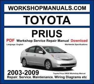 Toyota Prius Workshop Repair and Service Manual Download 2003-2009 PDF cover